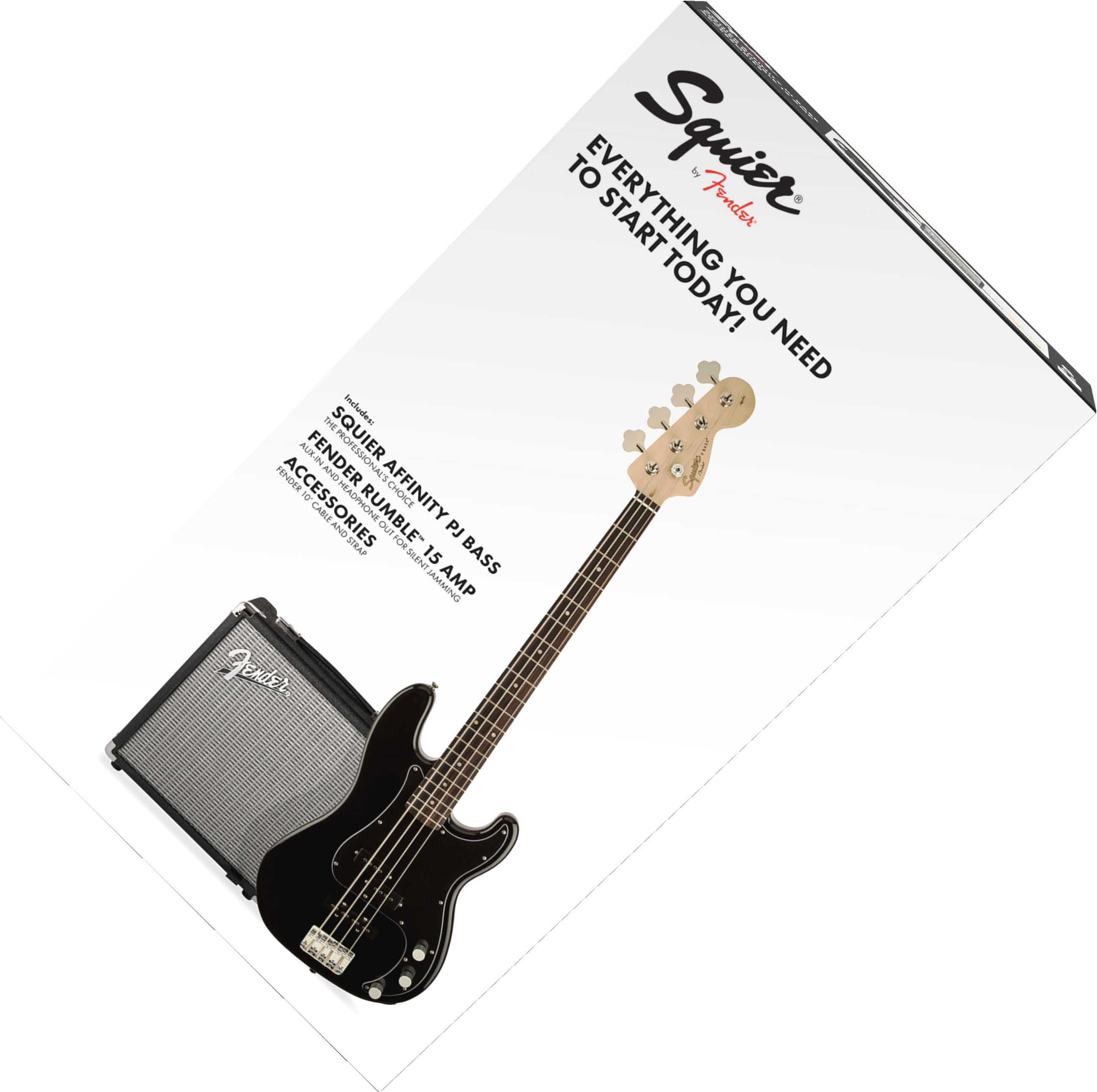 Squier Precision Bass Pj Affinity Series +fender Rumble 15 V3 Lau - Black - Bajo eléctrico de cuerpo sólido - Main picture