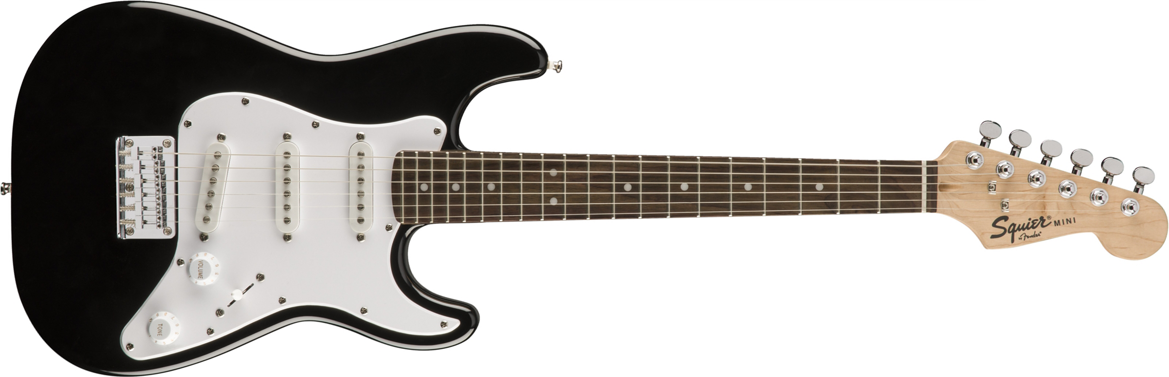 Squier Squier Mini Strat V2 Ht Sss Lau - Black - Guitarra eléctrica para niños - Main picture