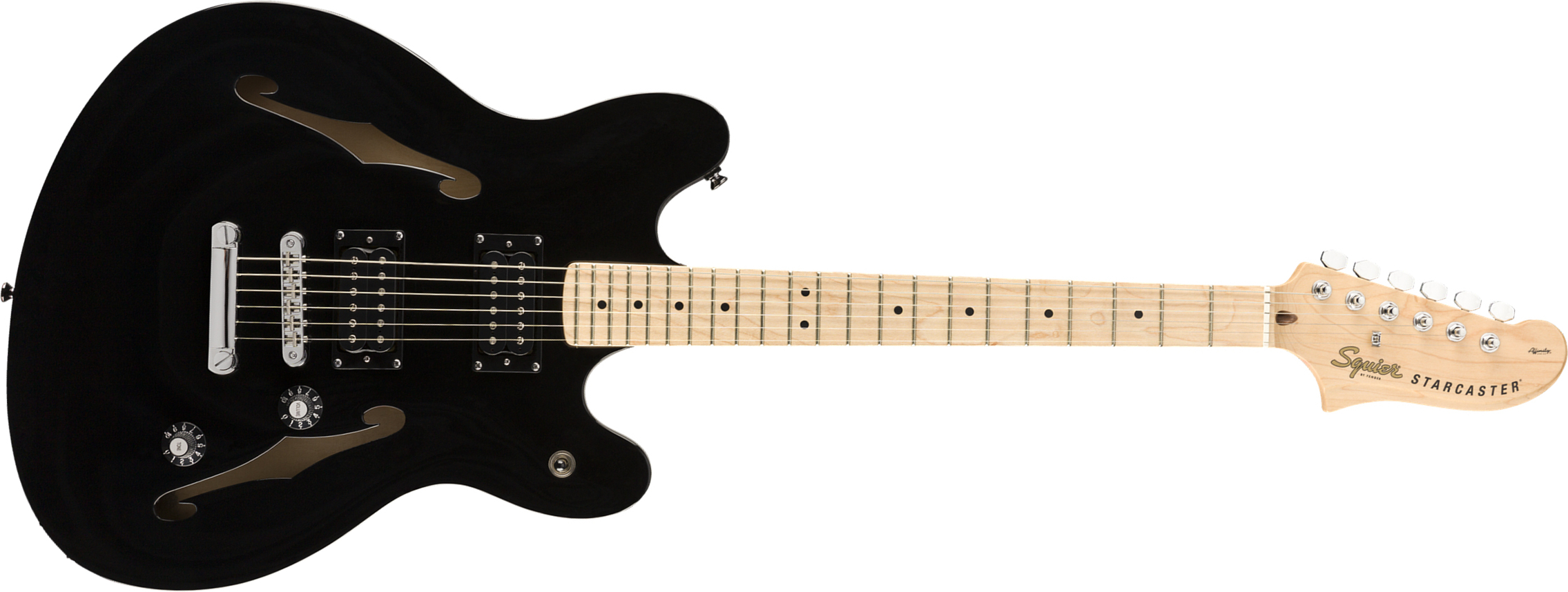 Squier Starcaster Affinity 2019 Hh Ht Mn - Black - Guitarra electrica retro rock - Main picture