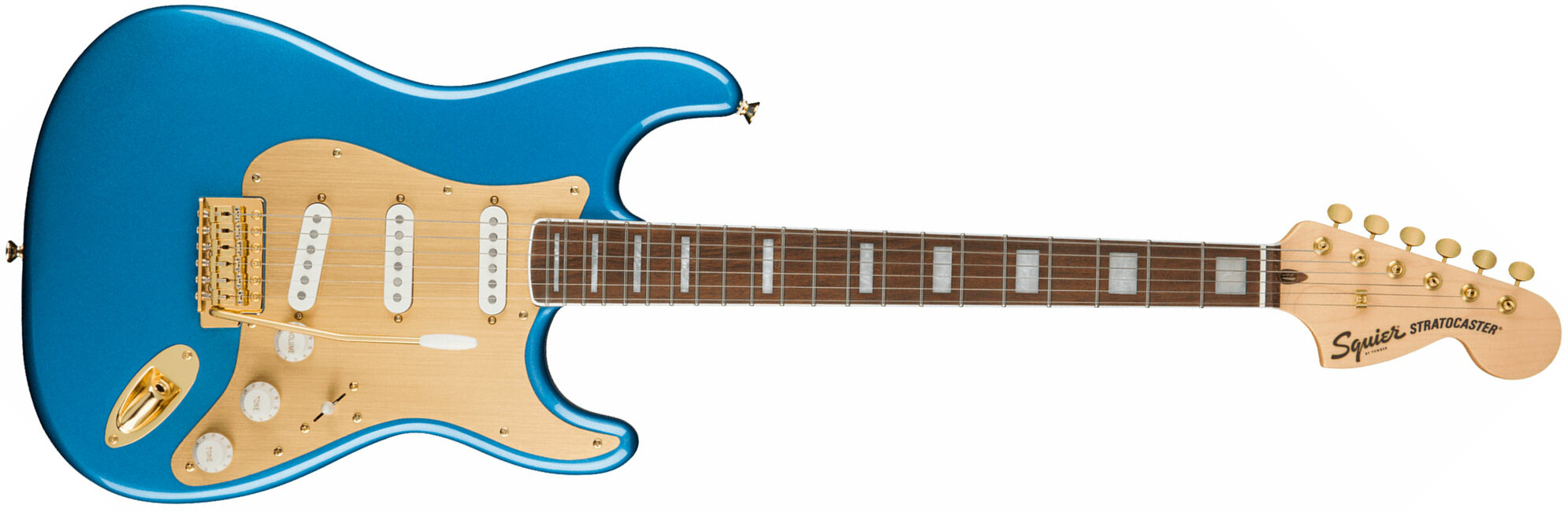Squier Strat 40th Anniversary Gold Edition Lau - Lake Placid Blue - Guitarra eléctrica con forma de str. - Main picture