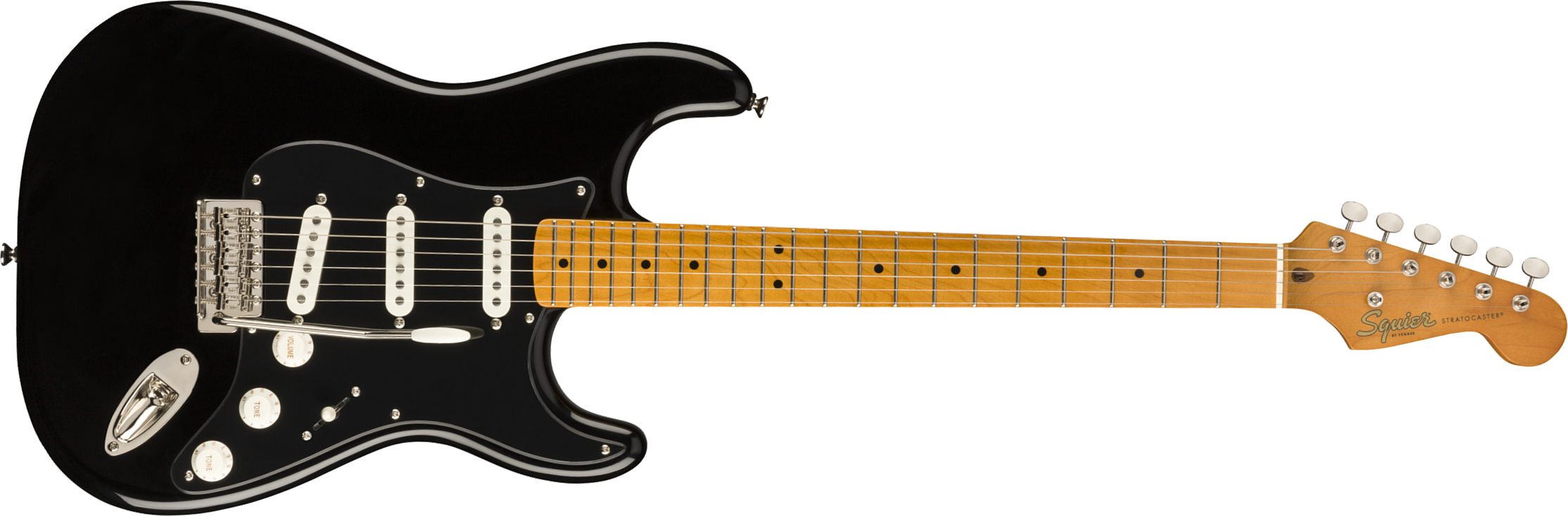 Squier Strat '50s Classic Vibe Fsr Ltd 2020mn - Black With Black Pickguard - Guitarra eléctrica con forma de str. - Main picture