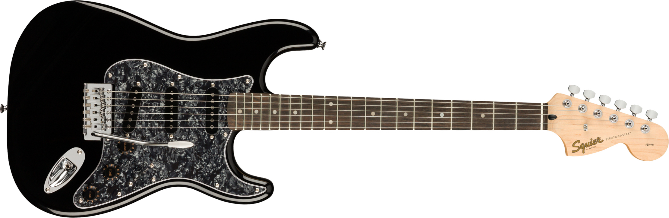 Squier Strat Affinity Black Pearl Pickguard Fsr Ltd Sss Trem Lau - Black - Guitarra eléctrica con forma de str. - Main picture