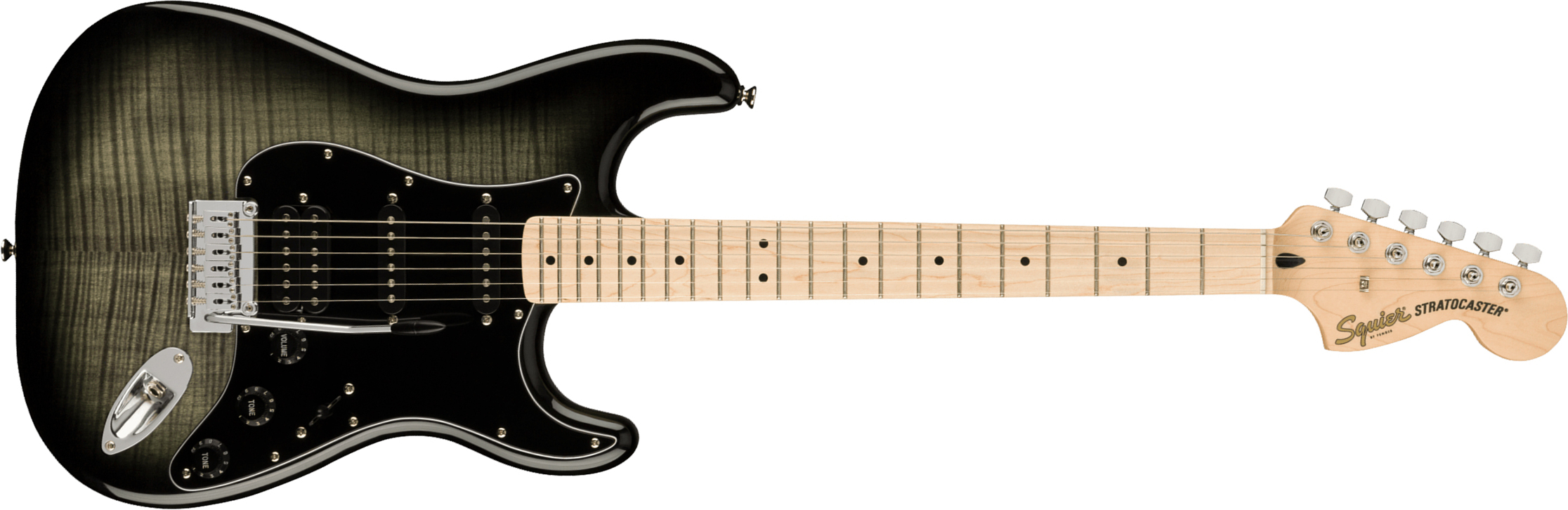 Squier Strat Affinity Fmt Hss 2021 Trem Mn - Black Burst - Guitarra eléctrica con forma de str. - Main picture
