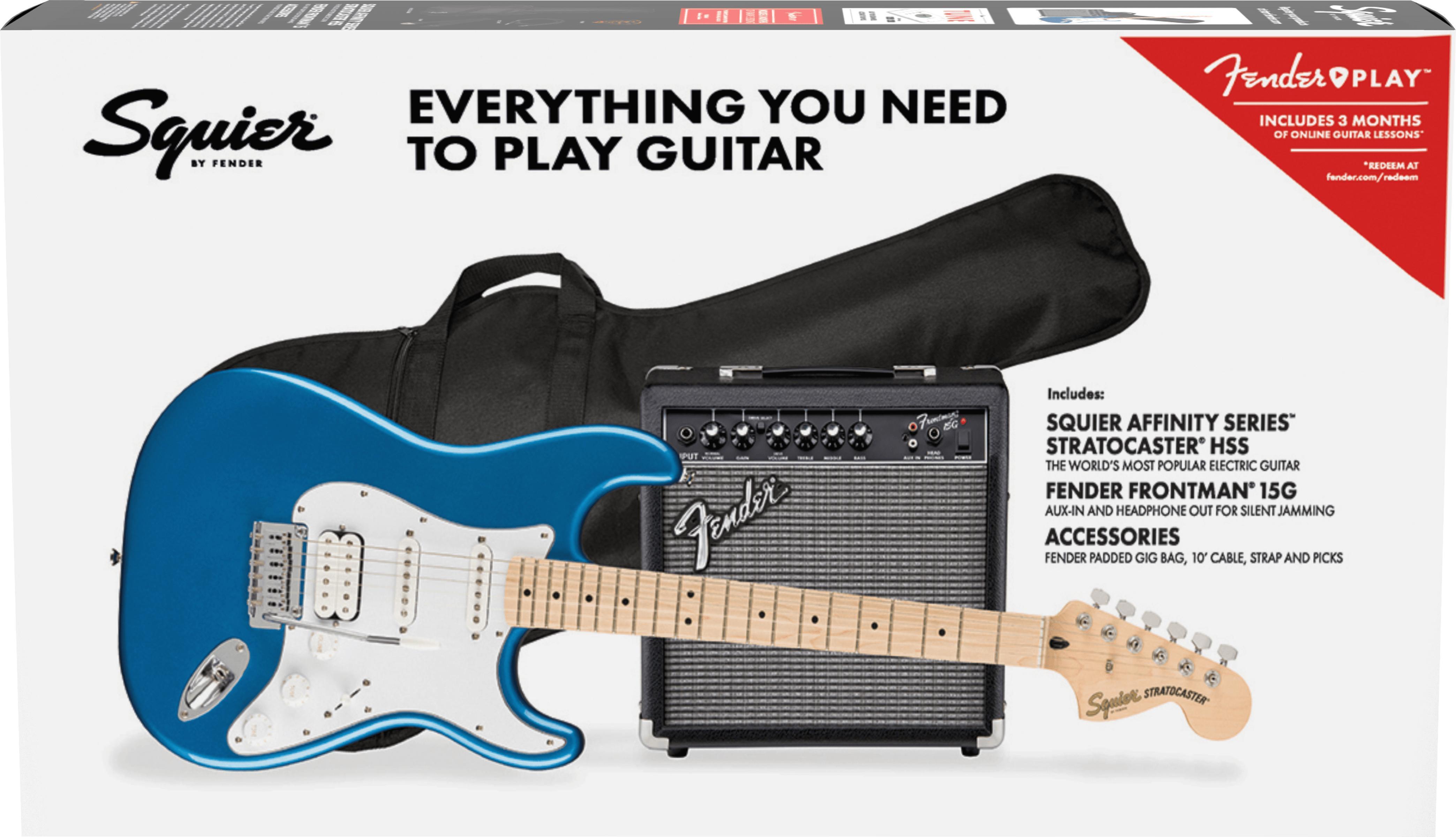 Packs guitarra eléctrica Squier Strat Affinity HSS Pack - Lake placid blue