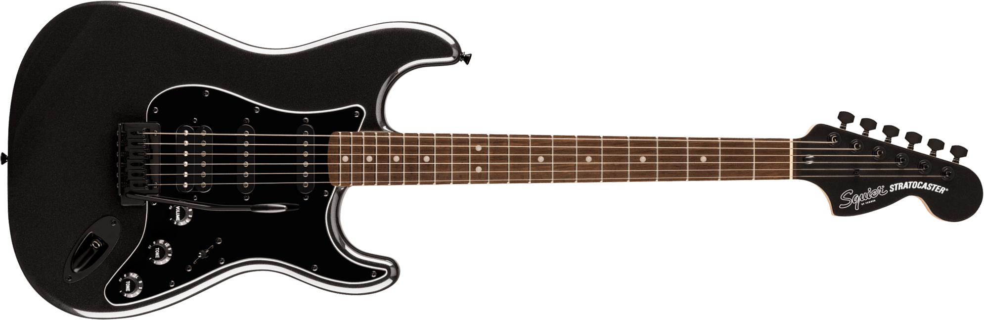 Squier Strat Hss Affinity Fsr Ltd Trem Lau - Metallic Black Matching Headstock - Guitarra eléctrica con forma de str. - Main picture