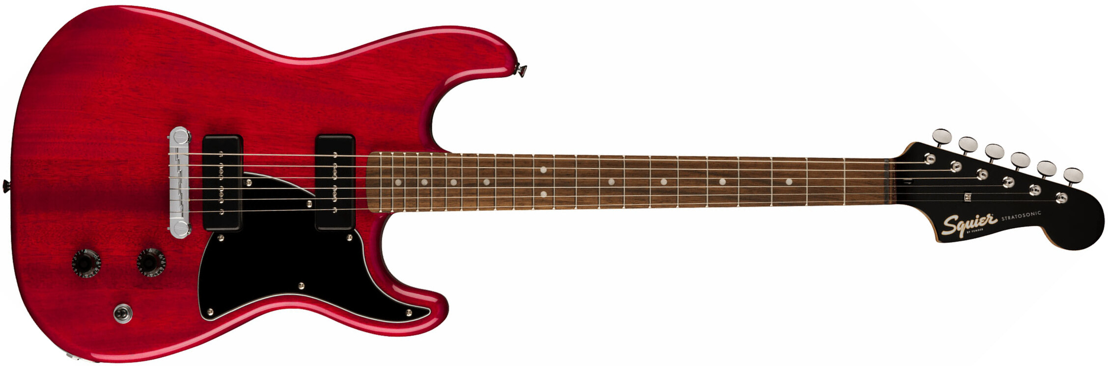 Squier Strat-o-sonic Paranormal 2s P90 Ht Lau - Crimson Red Transparent - Guitarra eléctrica con forma de str. - Main picture