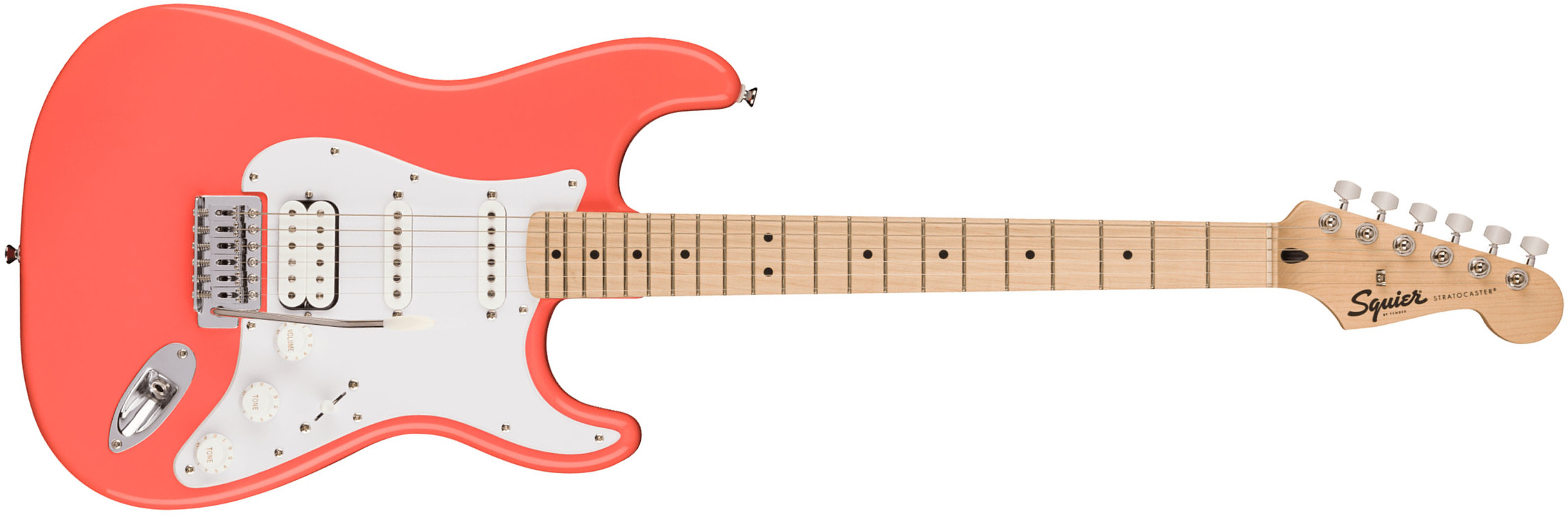 Squier Strat Sonic Hss Trem Mn - Tahitian Coral - Guitarra eléctrica con forma de str. - Main picture