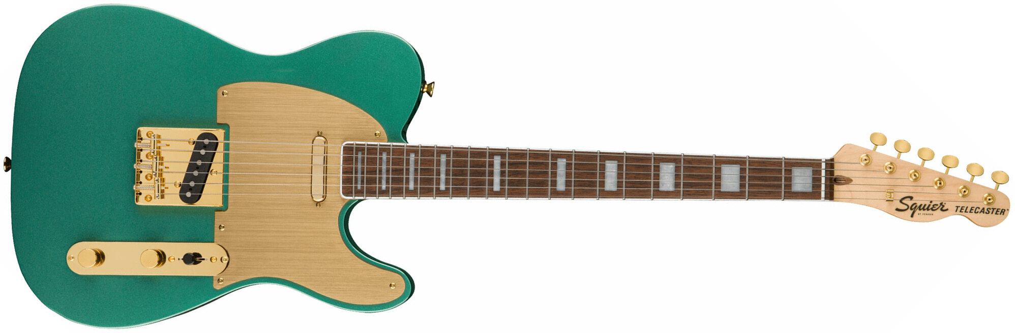 Squier Tele 40th Anniversary Gold Edition Lau - Sherwood Green Metallic - Guitarra eléctrica con forma de tel - Main picture