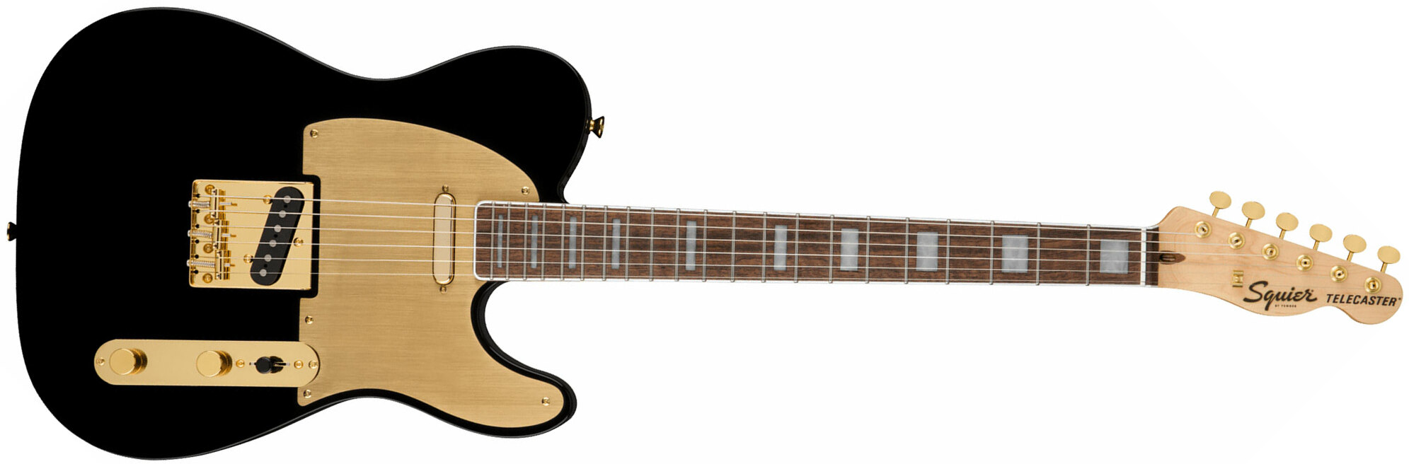 Squier Tele 40th Anniversary Gold Edition Lau - Black - Guitarra eléctrica con forma de tel - Main picture