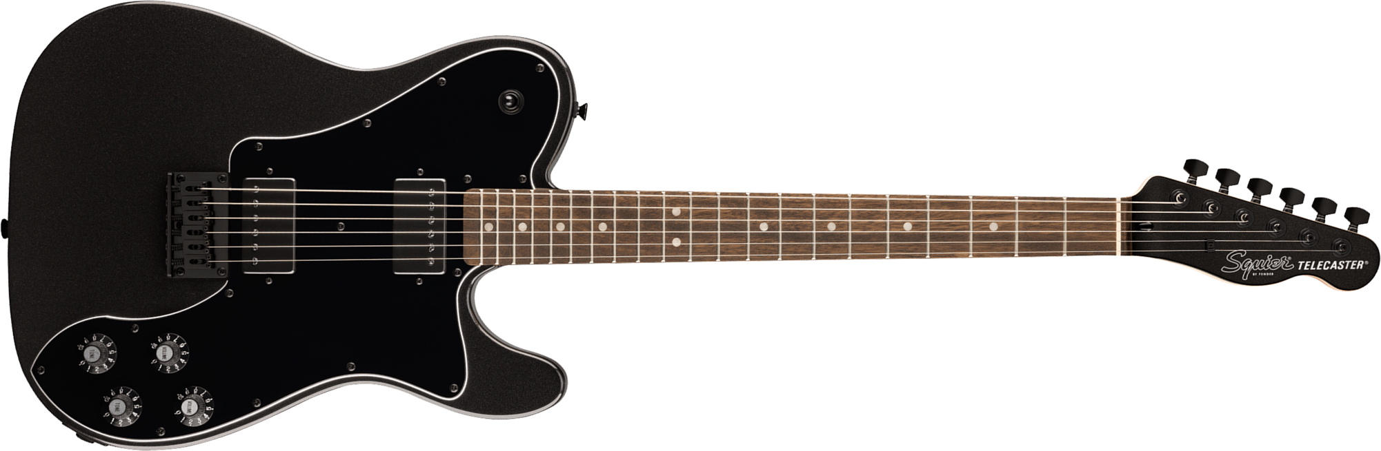 Squier Tele Deluxe Affinity Fsr Ltd 2h Ht Lau - Metallic Black Matching Headstock - Guitarra eléctrica con forma de tel - Main picture