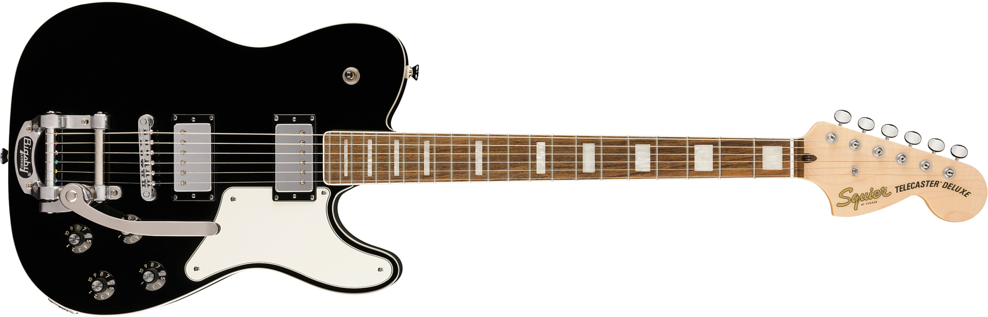 Squier Tele Deluxe Troublemaker Bigsby Paranormal Paranormal 2h Trem Lau - Black - Guitarra eléctrica con forma de tel - Main picture