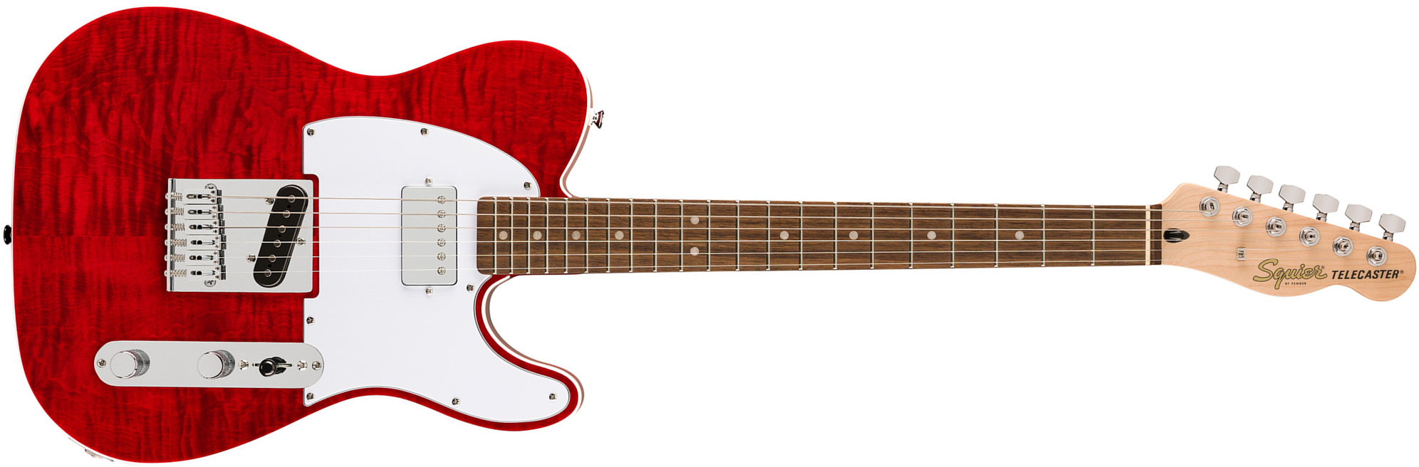 Squier Tele Fmt Sh Affinity Ht Lau - Crimson Red Transparent - Guitarra eléctrica con forma de tel - Main picture