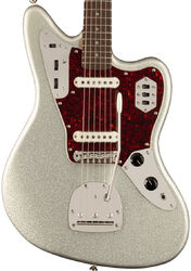 Guitarra electrica retro rock Squier FSR Classic Vibe '60s Jaguar (LAU) - Silver sparkle matching headstock