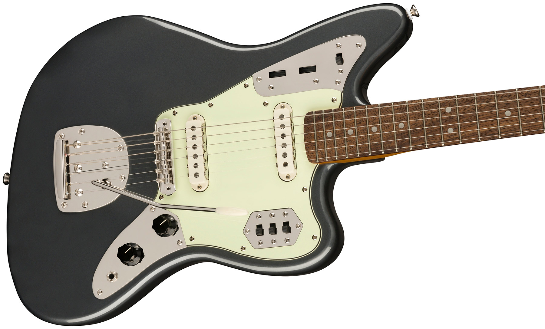 Squier Jaguar 60s Classic Vibe Fsr Ltd 2s Trem Lau - Charcoal Frost Metallic - Guitarra electrica retro rock - Variation 2