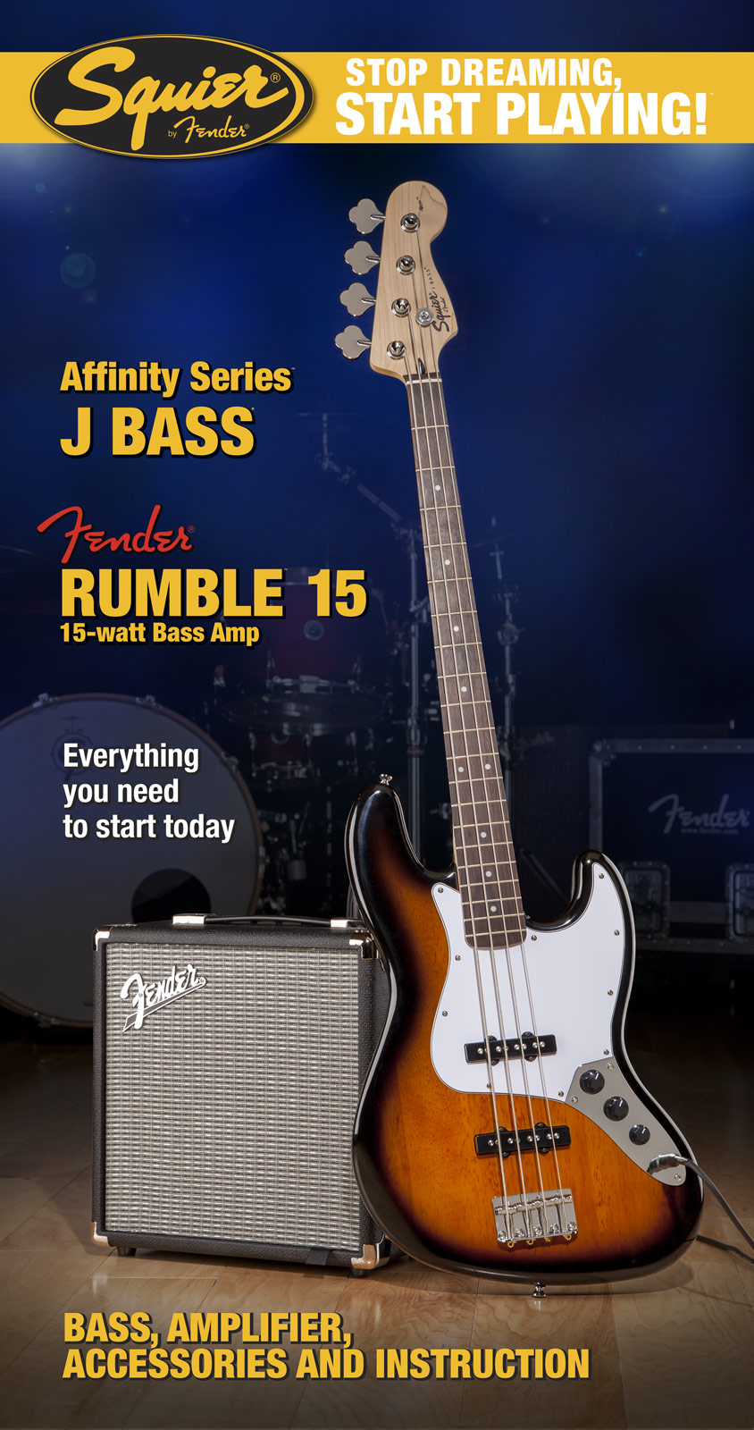 Squier Jazz Bass Affinity With Fender Rumble 15 Set - Pack bajo eléctrico - Variation 1