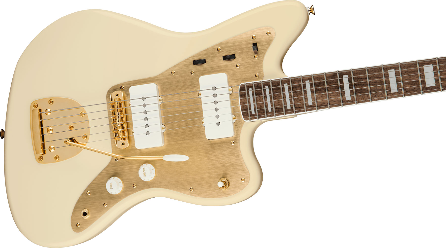 Squier Jazzmaster 40th Anniversary Gold Edition Lau - Olympic White - Guitarra electrica retro rock - Variation 2