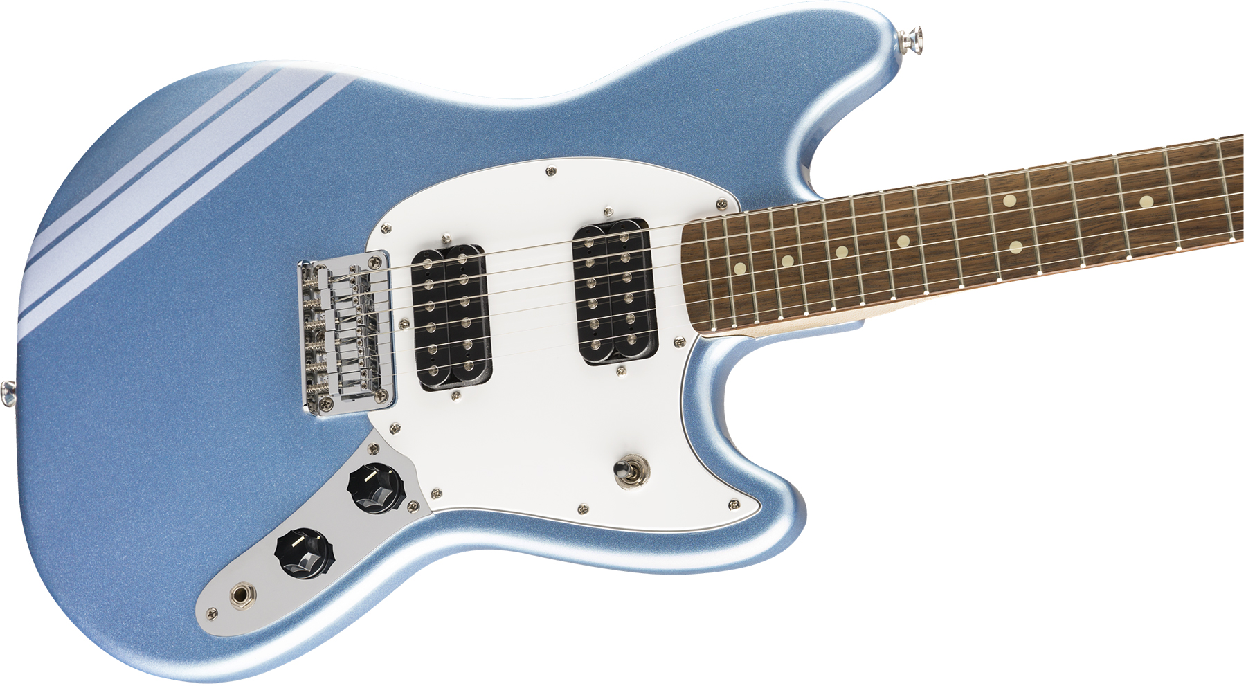Squier Mustang Bullet Competition Hh Fsr Ht Lau - Lake Placid Blue - Guitarra electrica retro rock - Variation 2