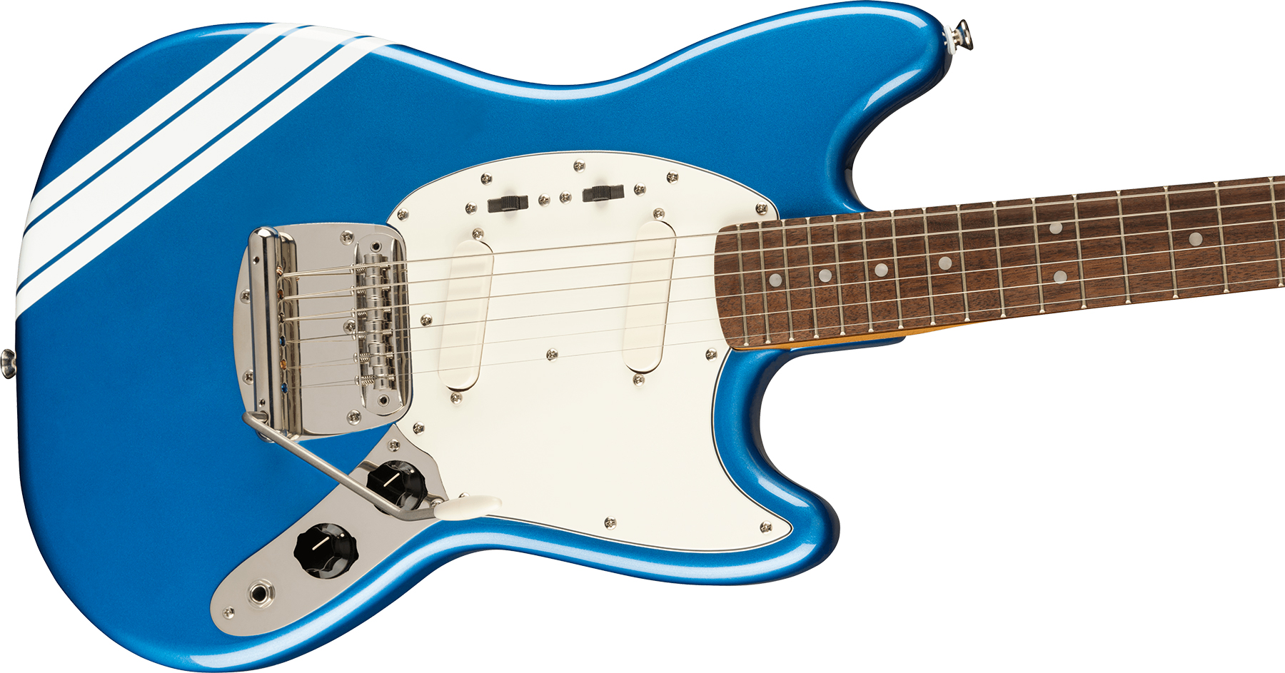 Squier Mustang  Classic Vibe 60s Competition Fsr Ltd Lau - Lake Placid Blue W/ Olympic White Stripes - Guitarra electrica retro rock - Variation 2