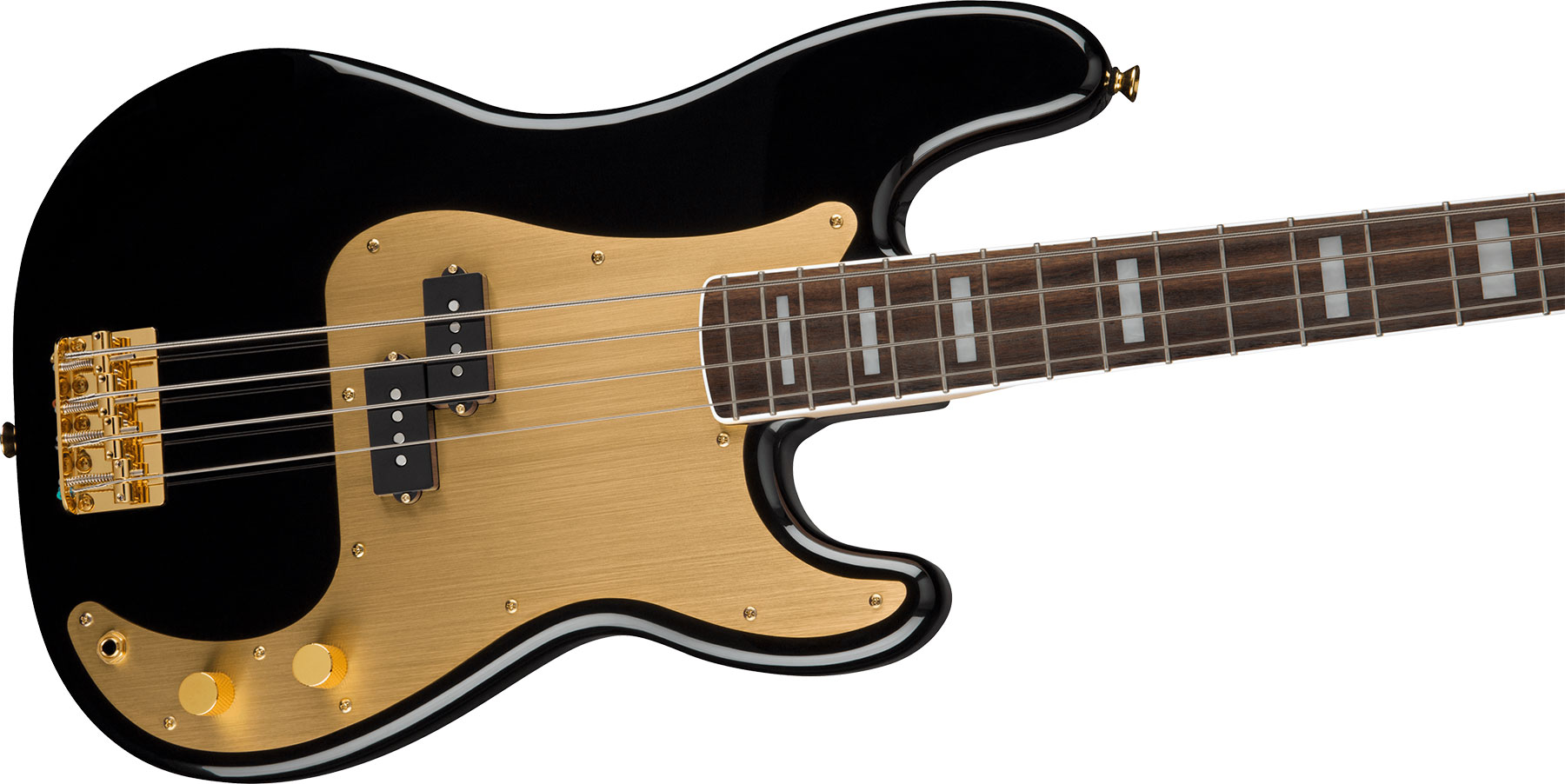 Squier Precision Bass 40th Anniversary Gold Edition Lau - Black - Bajo eléctrico de cuerpo sólido - Variation 2