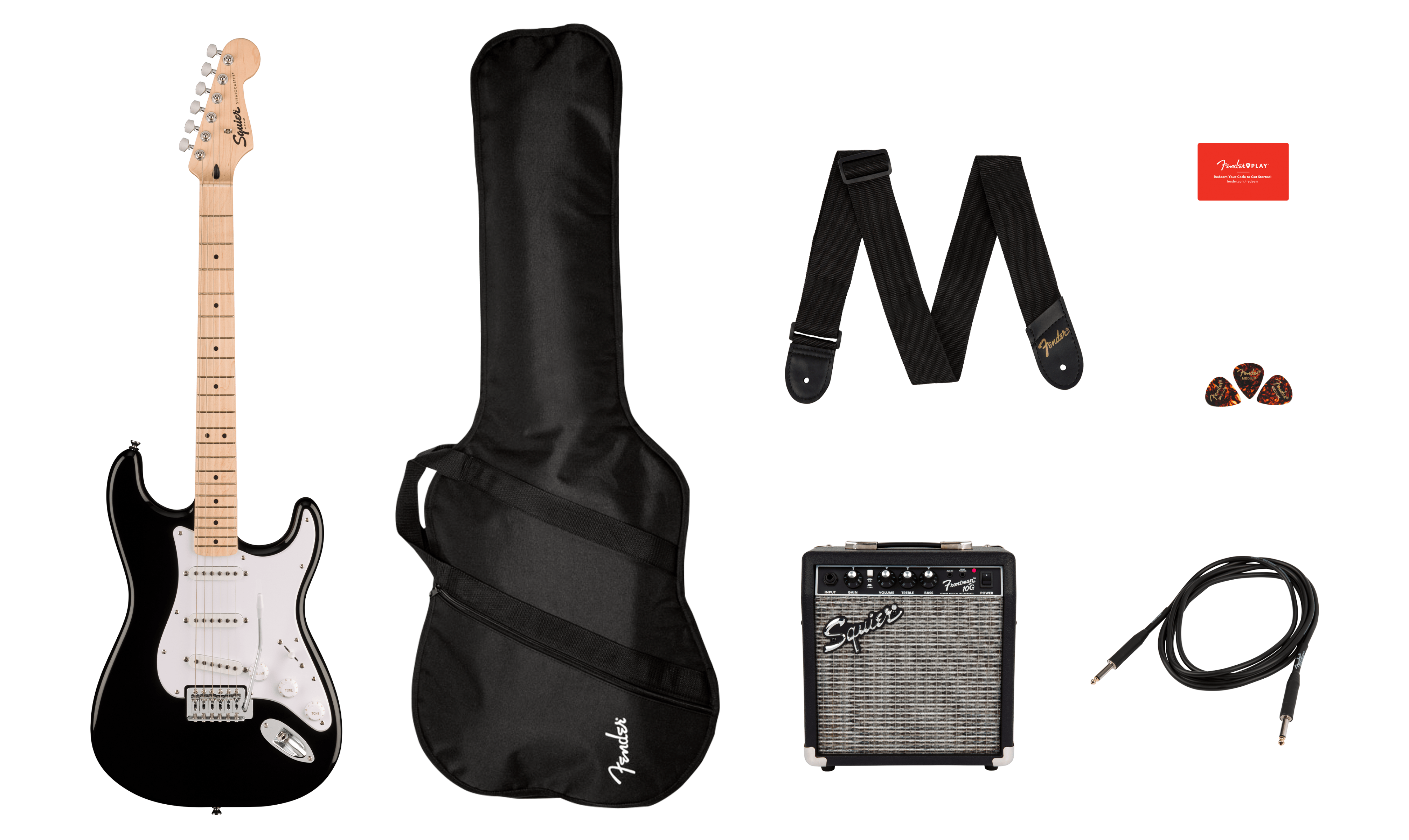 Squier Sonic Strat Pack 3s Trem Mn - Black - Packs guitarra eléctrica - Variation 1