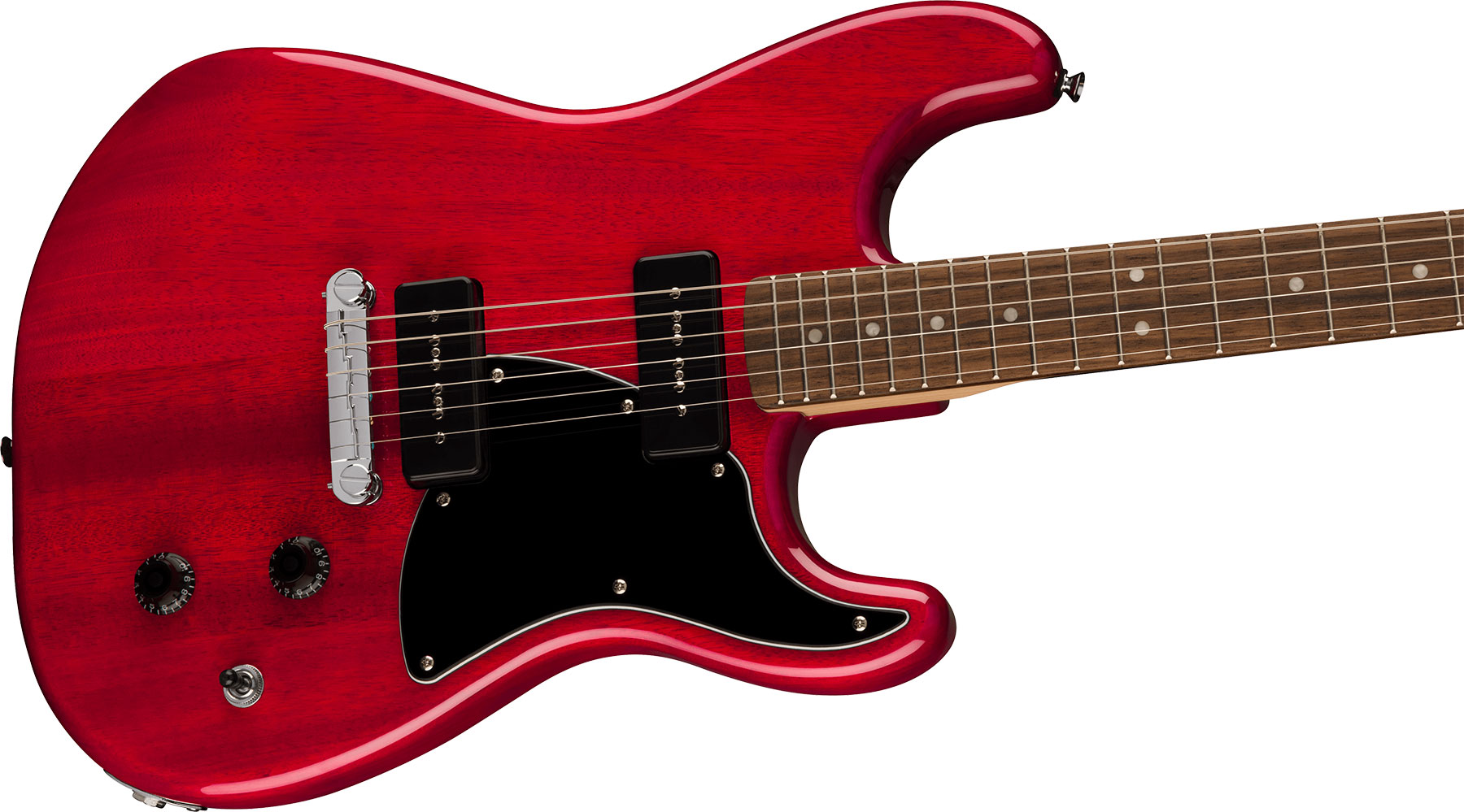 Squier Strat-o-sonic Paranormal 2s P90 Ht Lau - Crimson Red Transparent - Guitarra eléctrica con forma de str. - Variation 2