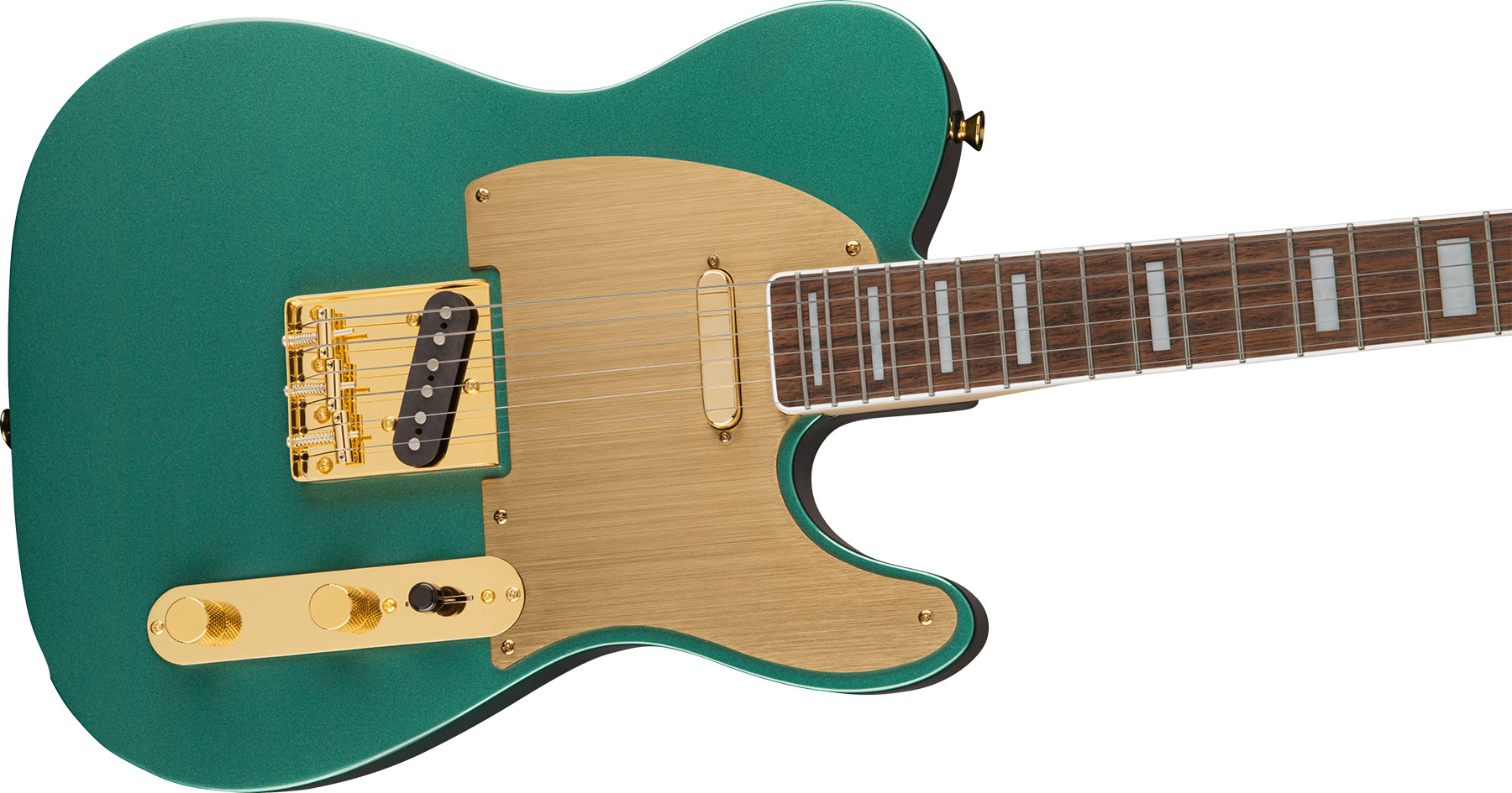 Squier Tele 40th Anniversary Gold Edition Lau - Sherwood Green Metallic - Guitarra eléctrica con forma de tel - Variation 2