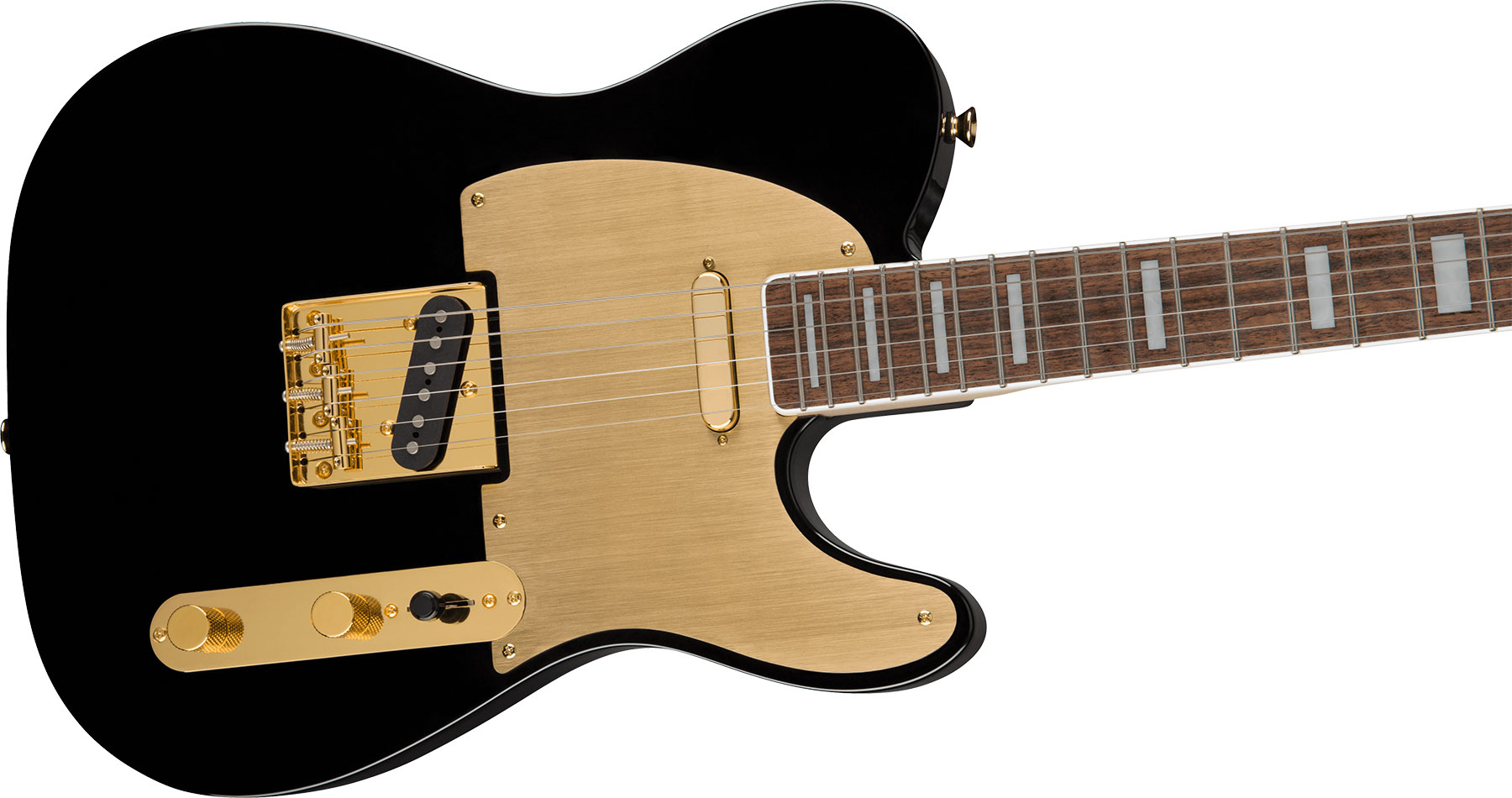 Squier Tele 40th Anniversary Gold Edition Lau - Black - Guitarra eléctrica con forma de tel - Variation 2