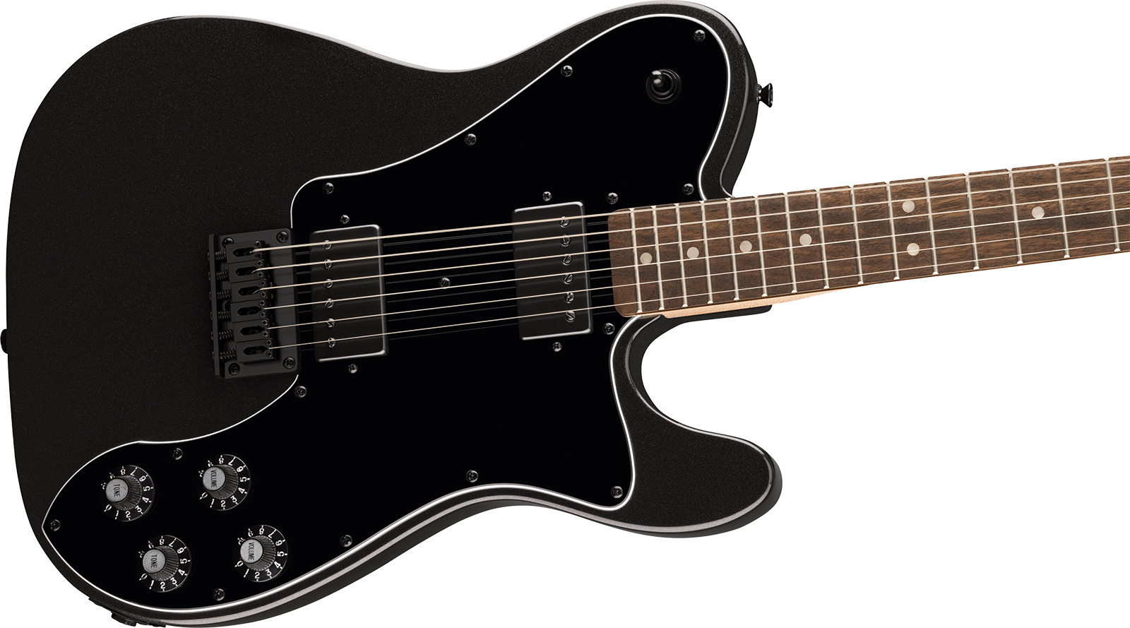 Squier Tele Deluxe Affinity Fsr Ltd 2h Ht Lau - Metallic Black Matching Headstock - Guitarra eléctrica con forma de tel - Variation 2