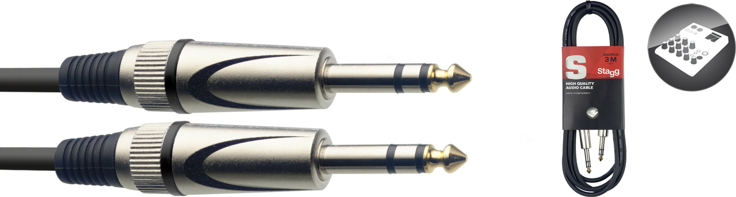 Stagg Sac3ps Dl Cable Audio Jckm Stereo Dlx 3m - Cable - Main picture