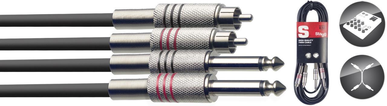 Cable Stagg STC6PCM 2x RCA/ 2x Jack - 6m