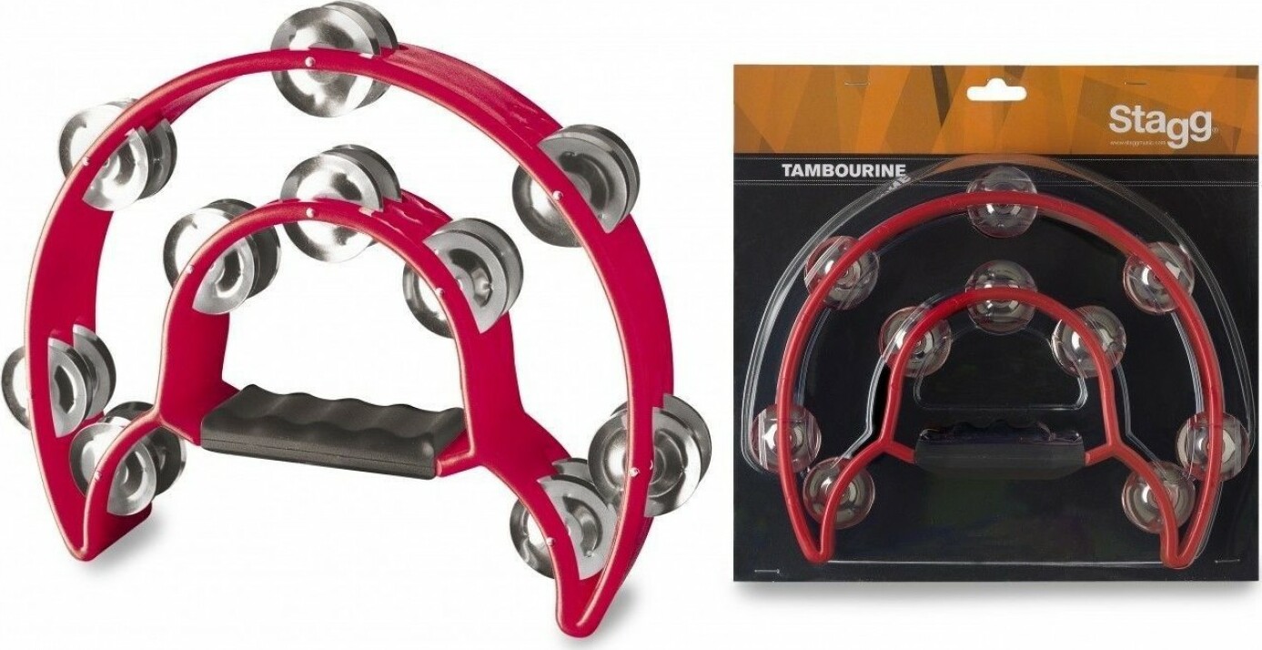 Stagg Tab-1 Rd Tambourin En Plastique Avec 20 Cymbalettes Rouge - Shake percussions - Main picture