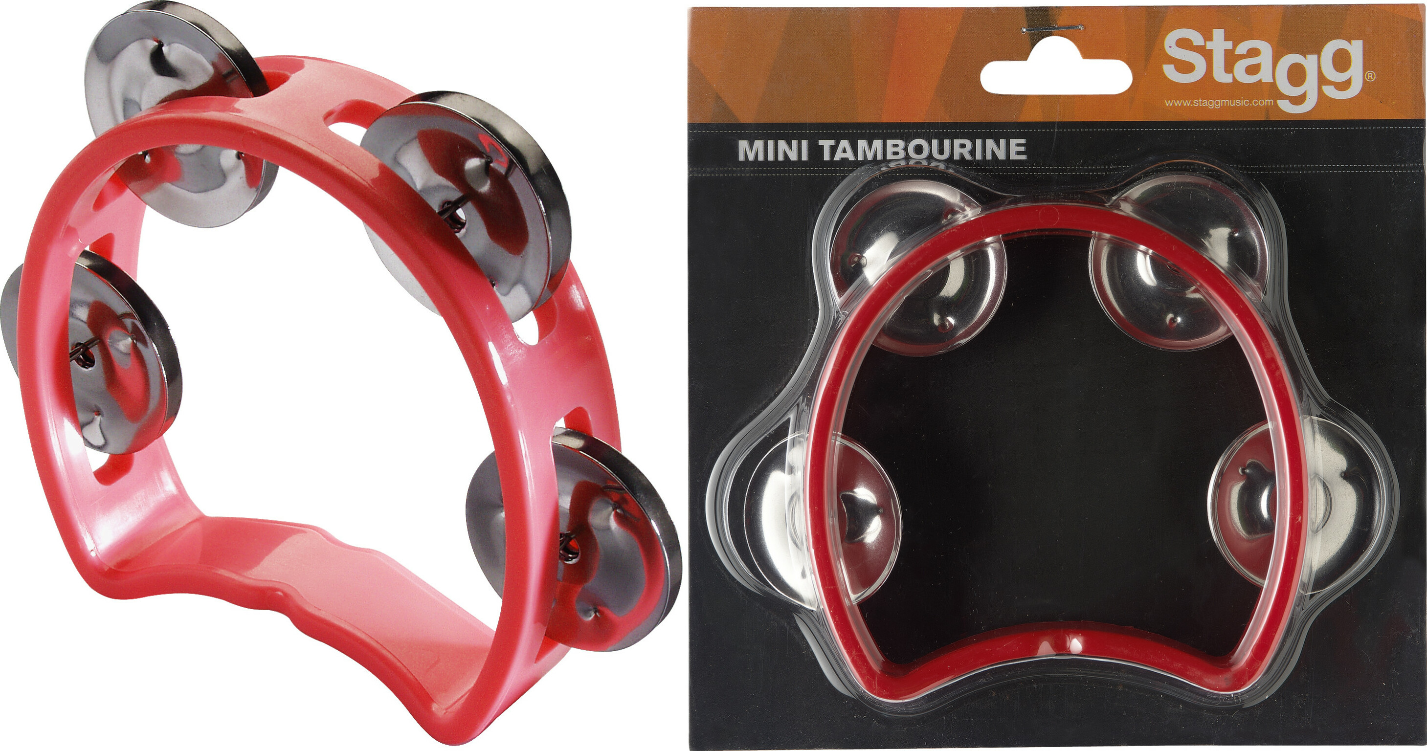 Stagg Tab-mini/rd Mini Tambourin En Plastique Avec 4 Cymbalettes Rouge - Shake percussions - Main picture