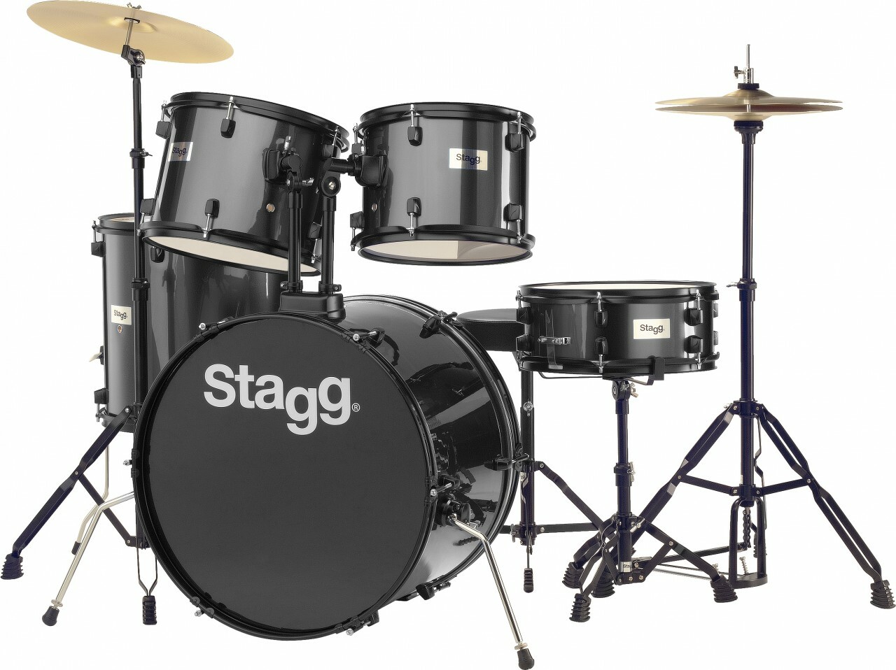 Stagg Tim122b + Hardware + Cymbales - 5 FÛts - Noir - Batería acústica estándar - Main picture