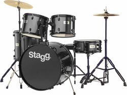 Batería acústica estándar Stagg TIM122B + hardware + cymbales - 5 piezas - Noir