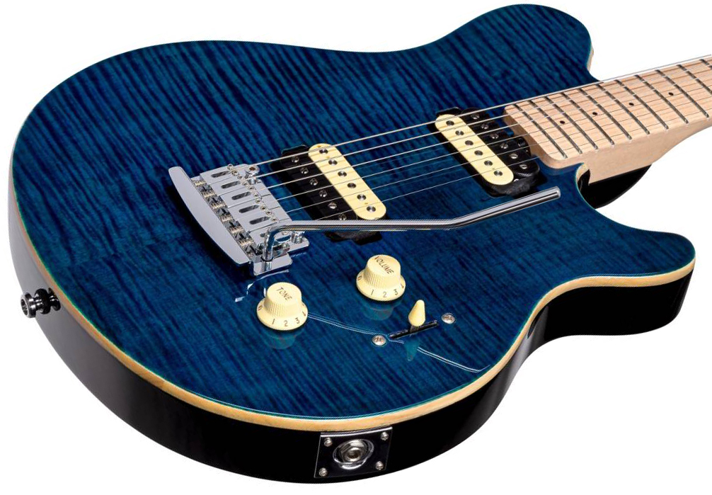 Sterling By Musicman Axis Flame Maple Ax3fm Hh Trem Mn - Neptune Blue - Guitarra eléctrica de corte único. - Variation 2