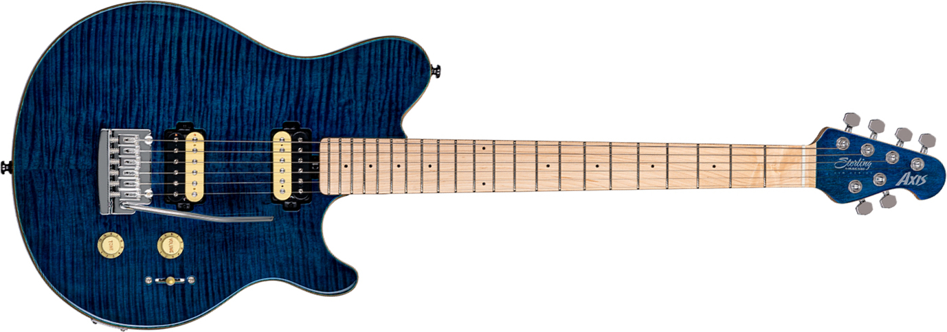 Sterling By Musicman Axis Flame Maple Ax3fm Hh Trem Mn - Neptune Blue - Guitarra eléctrica de corte único. - Main picture