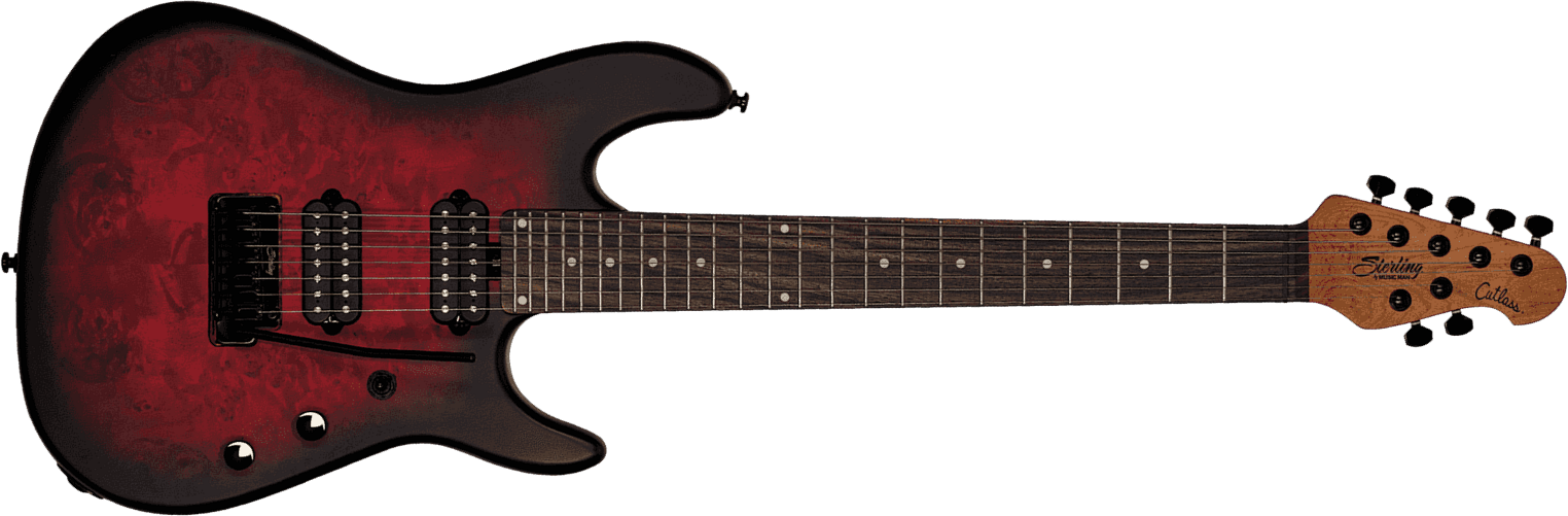 Sterling By Musicman Jason Richardson Cutlass 7c 2h Trem Rw - Dark Scarlet Burst Satin - Guitarra eléctrica de 7 cuerdas - Main picture