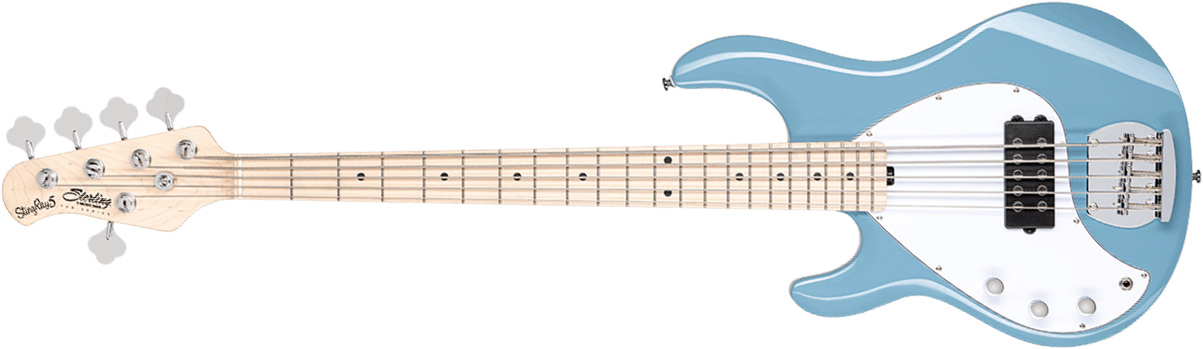 Sterling By Musicman Stingray Ray5h Lh 5c Gaucher Active Mn - Chopper Blue - Bajo eléctrico de cuerpo sólido - Main picture