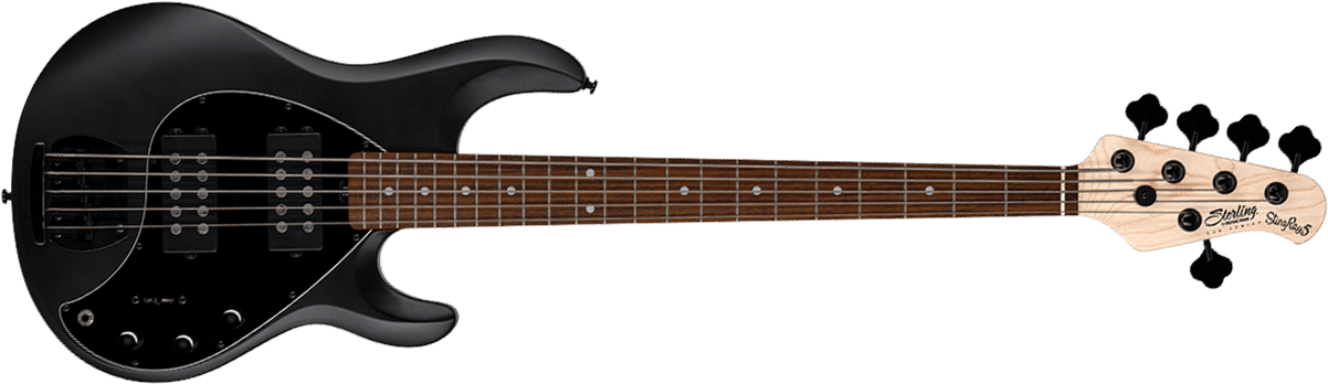 Sterling By Musicman Stingray Ray5hh 5c Active Jat - Stealth Black - Bajo eléctrico de cuerpo sólido - Main picture