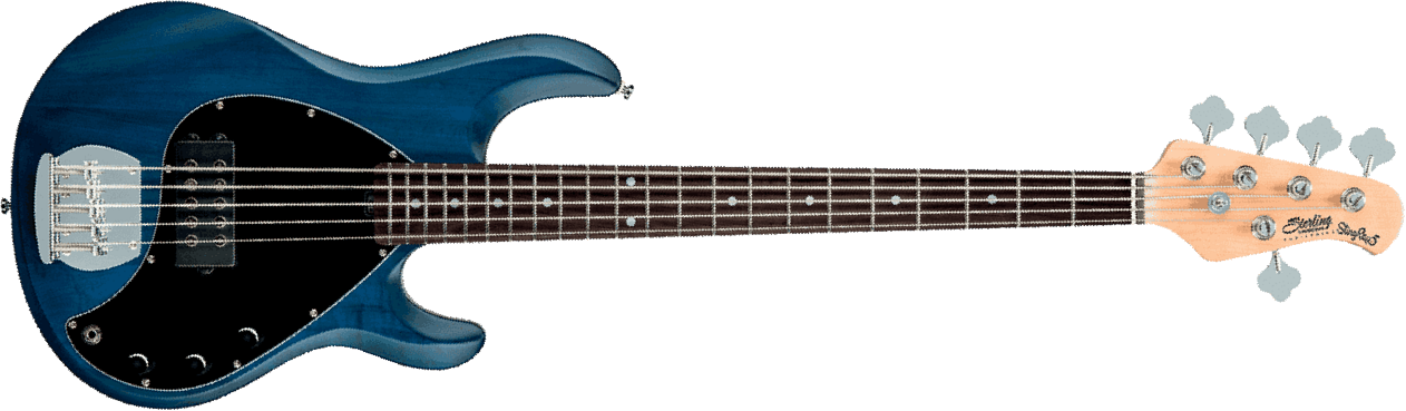 Sterling By Musicman Sub Ray5 5-cordes Active Jat - Trans Blue Satin - Bajo eléctrico de cuerpo sólido - Main picture