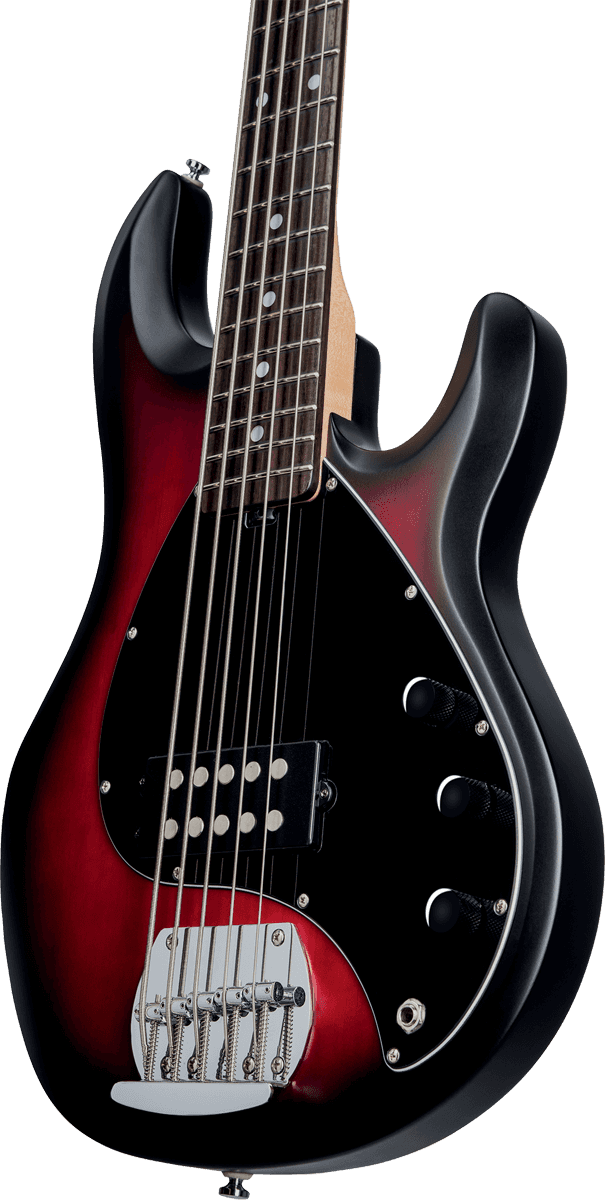 Sterling By Musicman Sub Ray5 5-cordes Active Jat - Red Ruby Burst Satin - Bajo eléctrico de cuerpo sólido - Variation 2