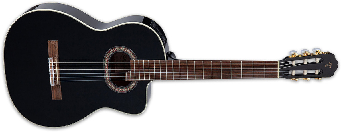 Takamine Gc6ce Blk 4/4 Cw Epicea Noyer Lau - Black - Guitarra clásica 4/4 - Main picture