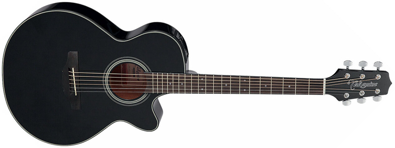 Takamine Gf15ce Blk Fxc Concert Cw Epicea Acajou Rw Tp-4t - Black Gloss - Guitarra electro acustica - Main picture