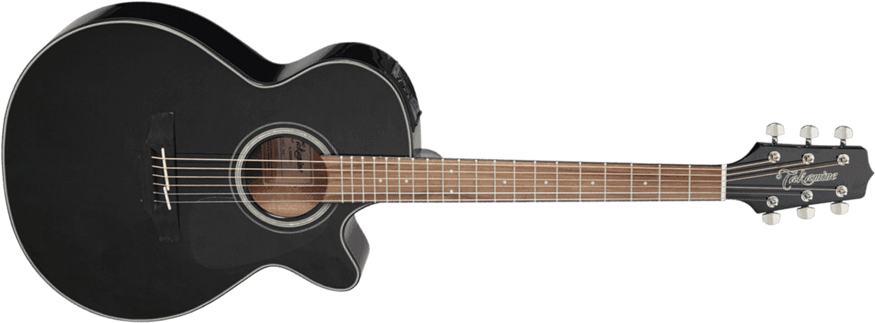 Takamine Gf30ce-blk Grand Concert Cw Epicea Palissandre - Black Gloss - Guitarra electro acustica - Main picture