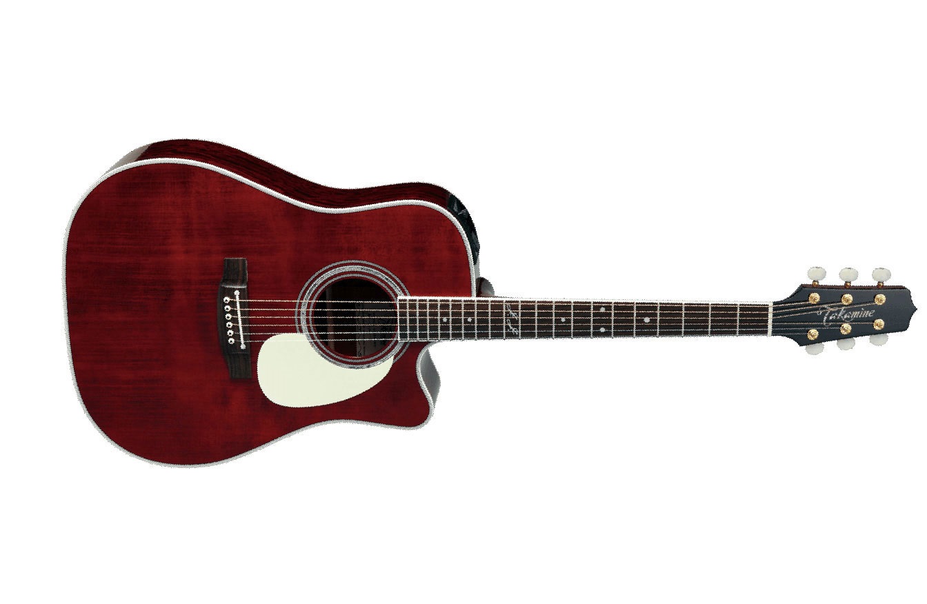 Takamine John Jorgenson Jj325src Jap Dreadnought Cw Epicea Bubinga - Red Satin Gloss - Guitarra electro acustica - Variation 1