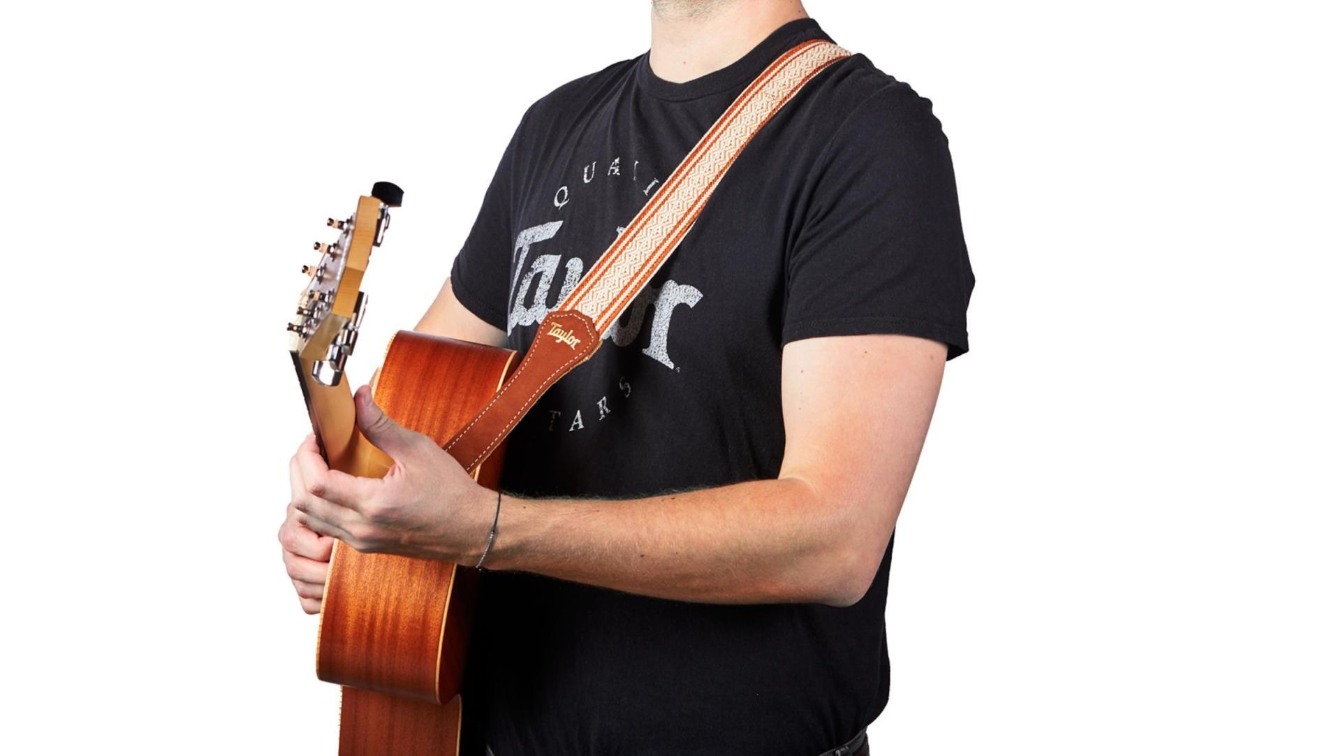 Taylor Academy Jacquard Leather Guitar Strap 2-inc White/brown 4003-20 - Correa - Variation 3