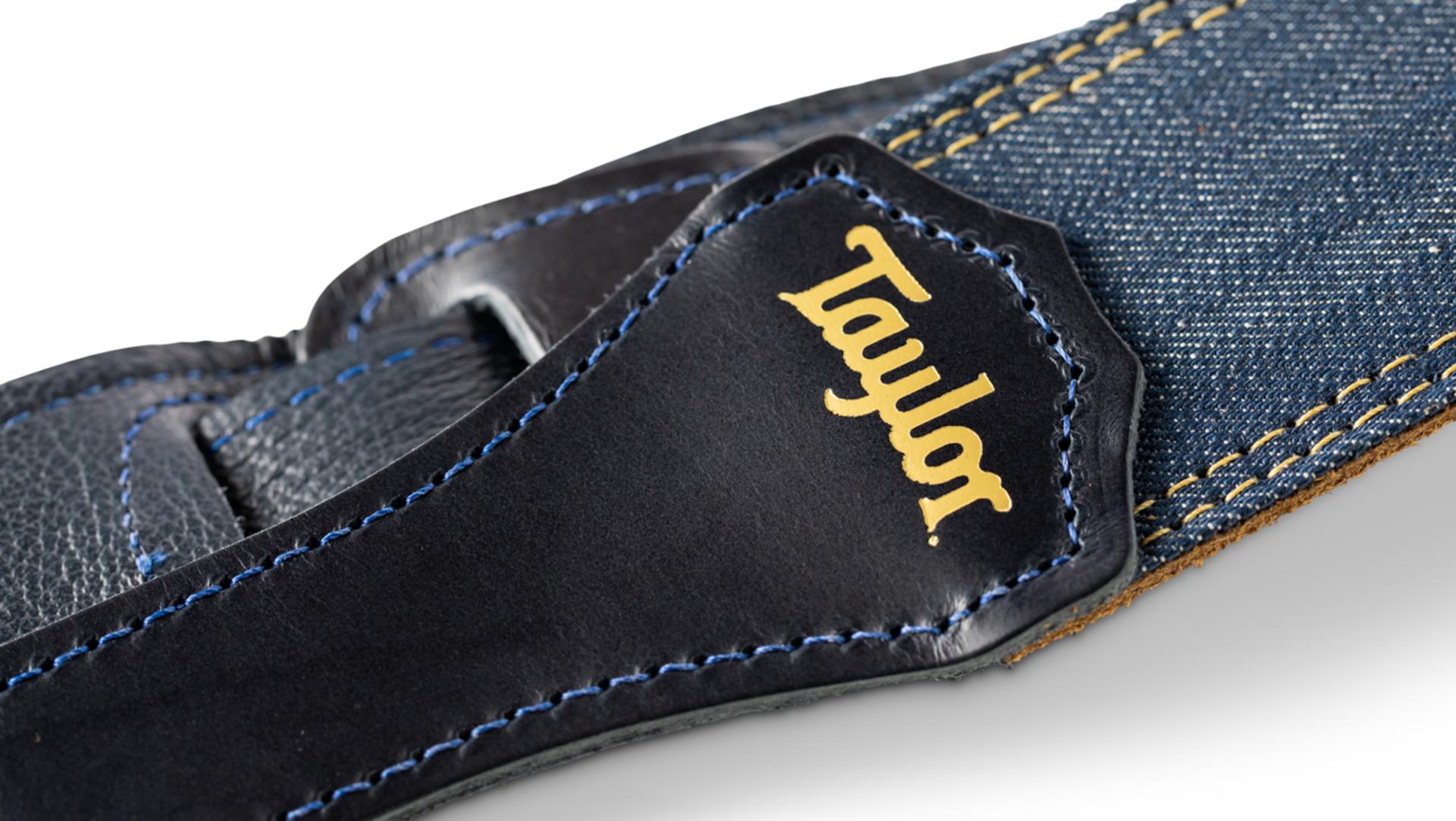 Taylor Blue Denim Guitar Strap 2-inc Gold Logo 4301-20 - Correa - Variation 3