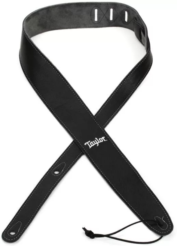 Taylor Strap Black Leather Suede Back 2.5 Inches Black Leather Silver Logo - Correa - Main picture