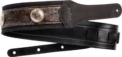3-inc. Grand Pacific Nickel Concho Leather Guitar Strap 4121-30 - Brown