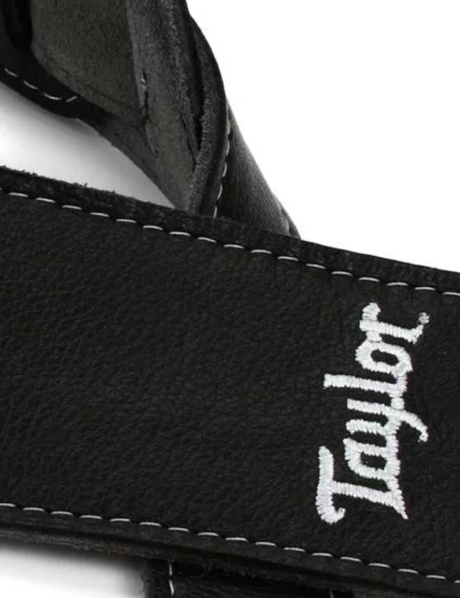 Taylor Strap Black Leather Suede Back 2.5 Inches Black Leather Silver Logo - Correa - Variation 2
